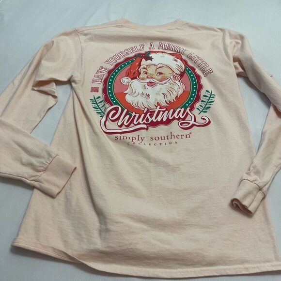 Simply Southern Peach Christmas Long Sleeve T-Shirt Size Small - Picture 7 of 8
